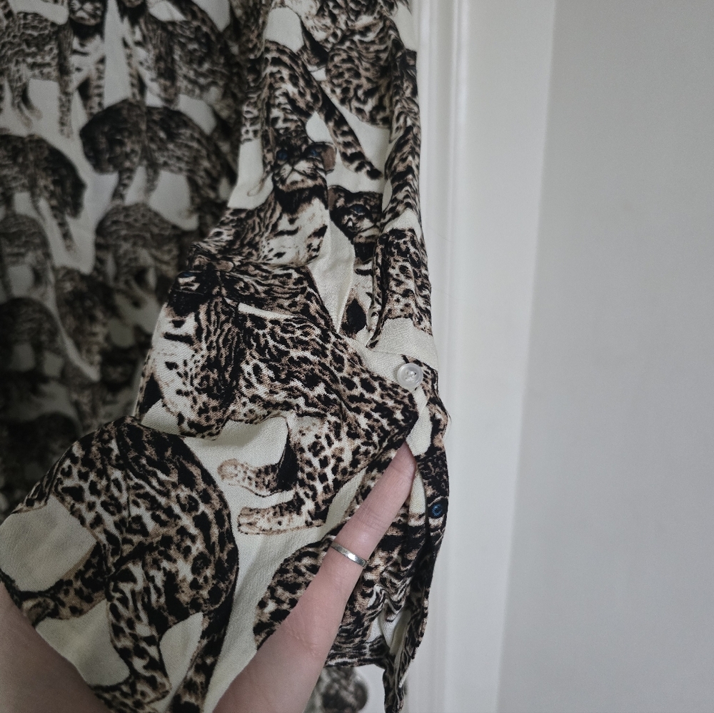 H&M Bengal Cat Print Novelty Dress Long Sleeve Animal Print EU 40 US 10 - Picture 13 of 16